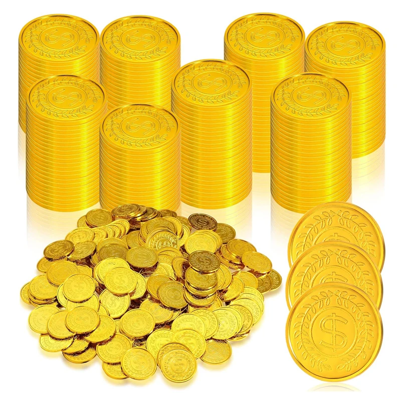 

60PCS Plastic Pirate Coins Silver And Gold Bulk Treasure Hunt Toys For Kids Halloween Cosplay Party Supplies Classroom Prizes