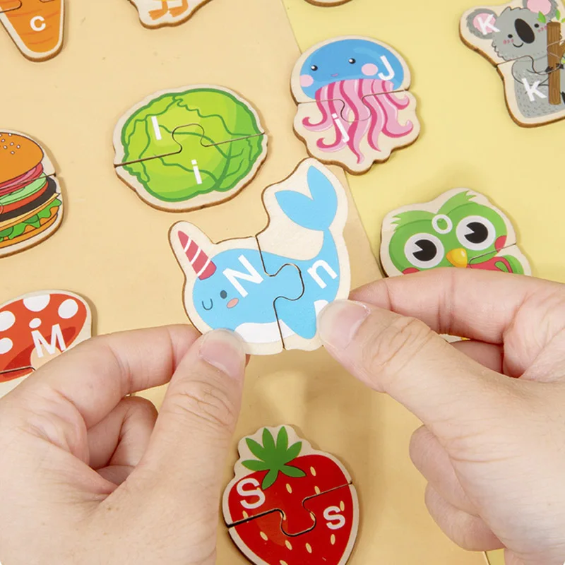 Wooden Letters Cognitive Matching Puzzle 26 Alphabet Puzzle Game Early Education Learning Educational Toys For Children Kids