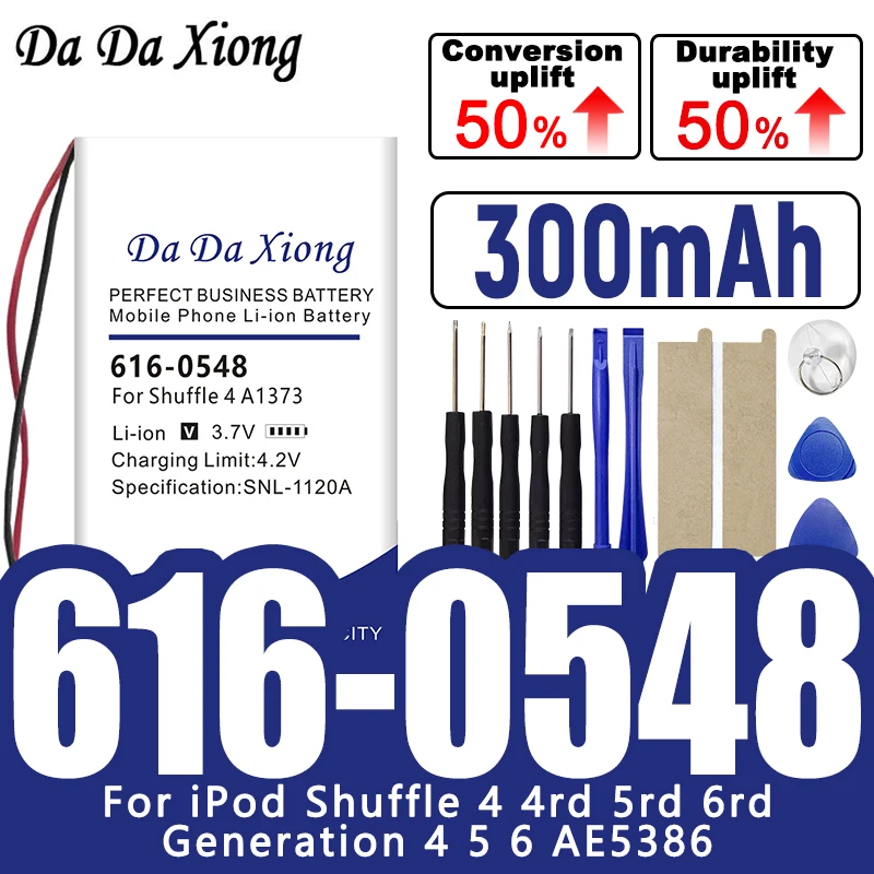 With Tools 616-0548 3.7V Battery Replacement For ipod Shuffle 4rd 5rd 6rd Generation 4 5 6 Accumulator Batterie + Tools
