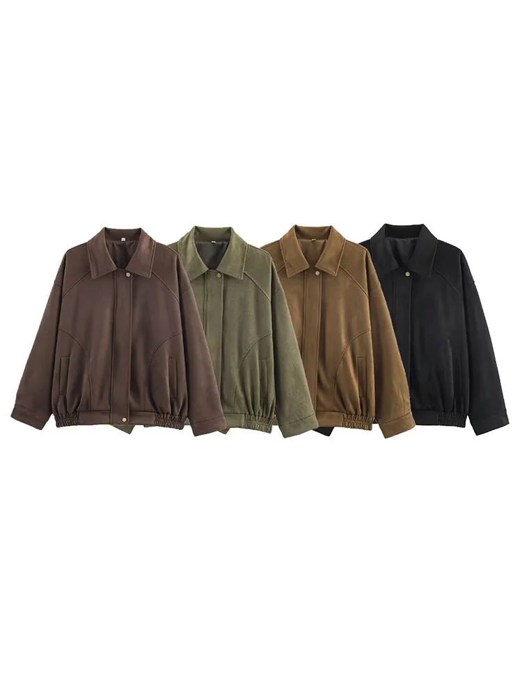 HH mujer moda bolsillos estilo callejero chaqueta con botones otoño mujeres cremallera mangas largas cuello vuelto sólido 4 colores abrigos de piloto