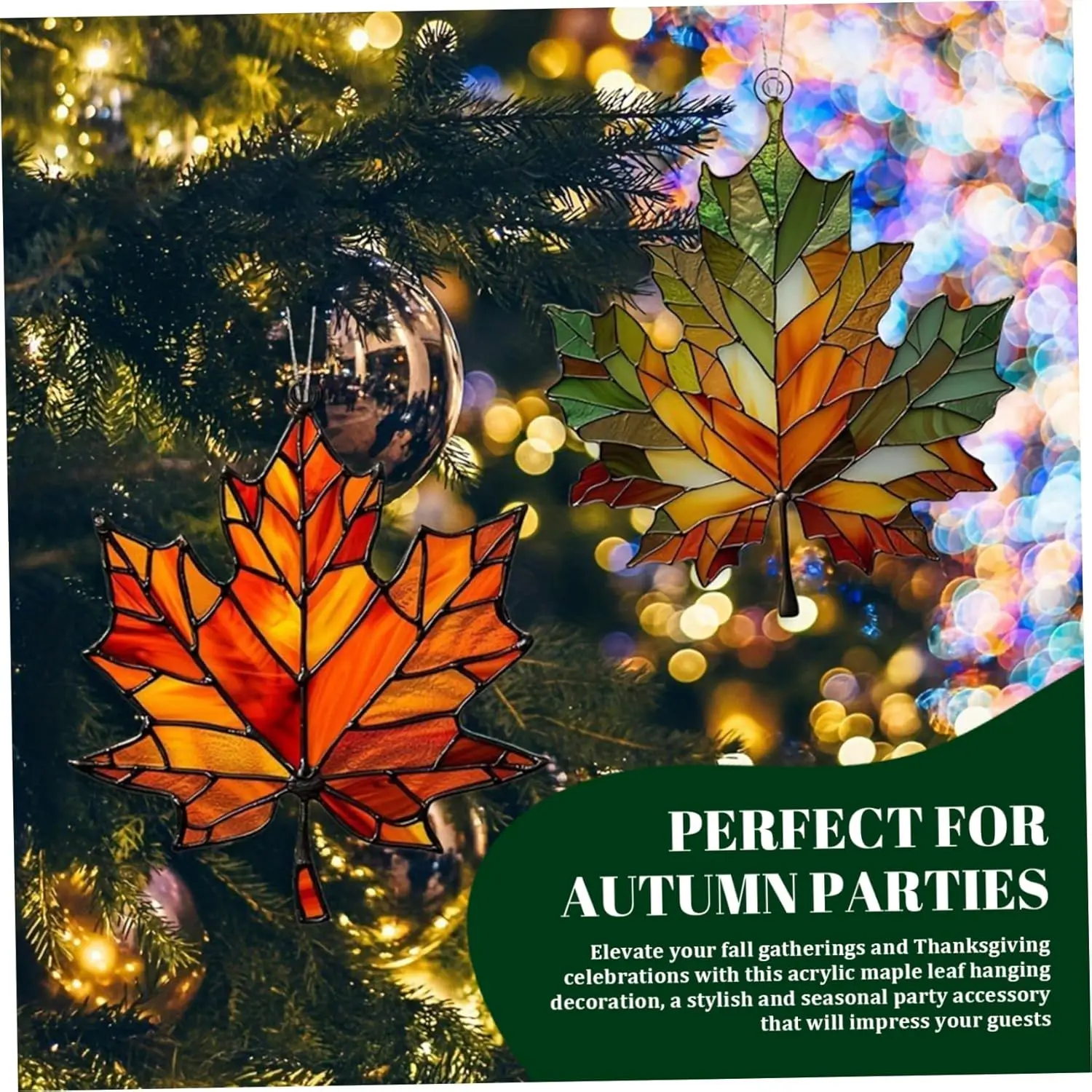 مابل ليف Suncatcher الزجاج الملون نافذة ديكور معلق تألق الخريف زخرفة لعيد الشكر عيد الميلاد مهرجان المنزل هدية #4