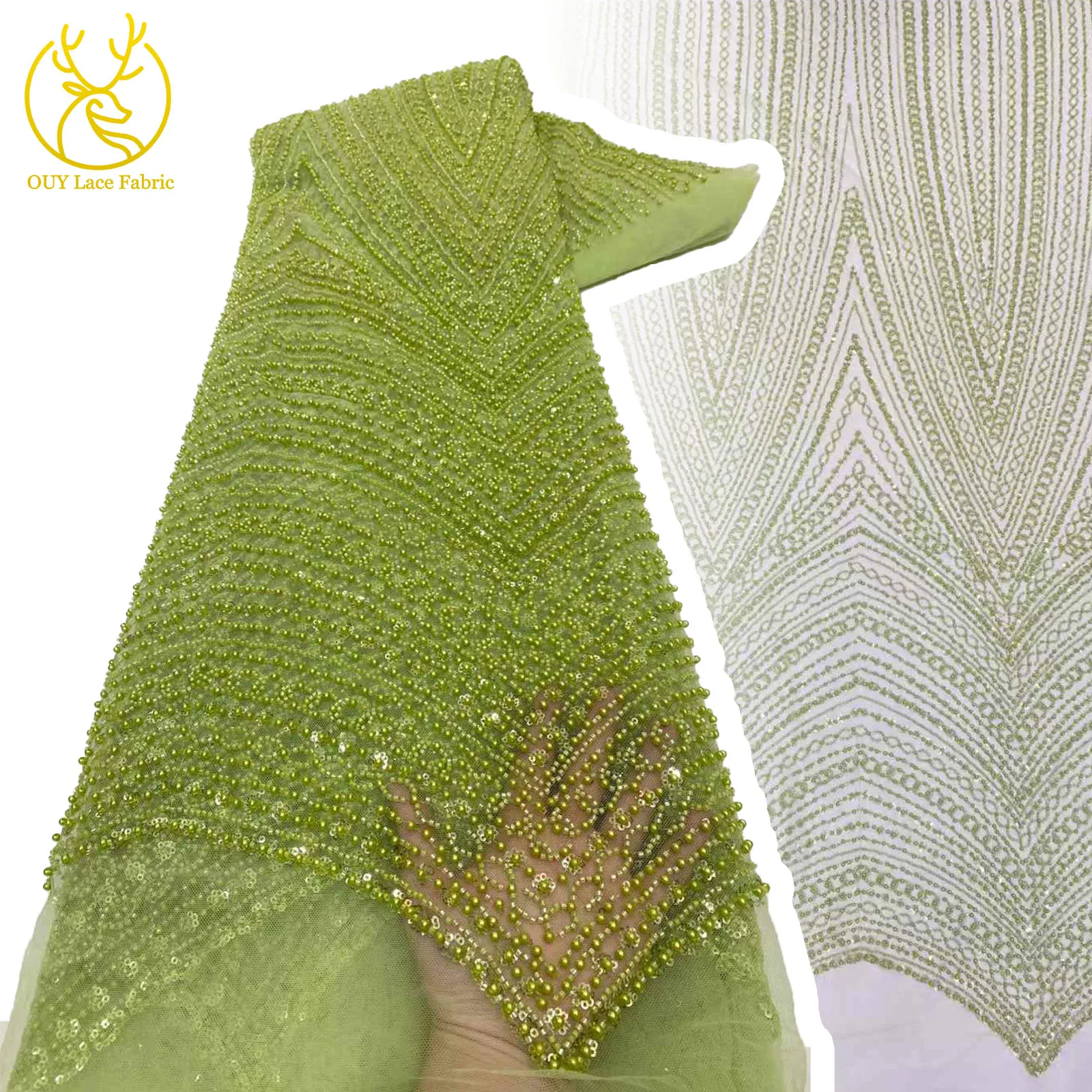 

African Beaded Sequins Mesh Lace 2025 Bridal French Mesh Lace Fabric Lace Tulle Embroidery Nigerian Women's Party Dresses Sewing