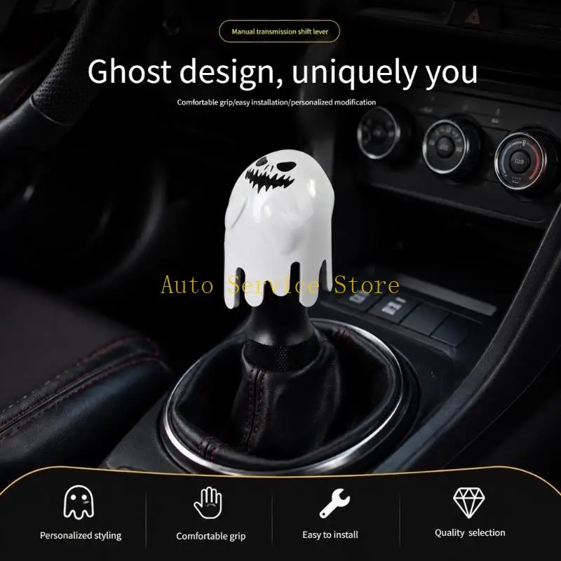 462A White Black Spirit Gear Lever Knob, Threaded Car Console Handle for Decorative Interior Styling and Cabin Accent Detail