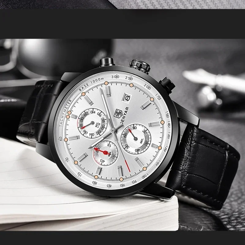 BENYAR 5102 Top Brand Luxury Chronograph Sports Watch for Men, Quartz Movement Wristwatch, Perfect Men Gift, Reloj Hombre, Relog
