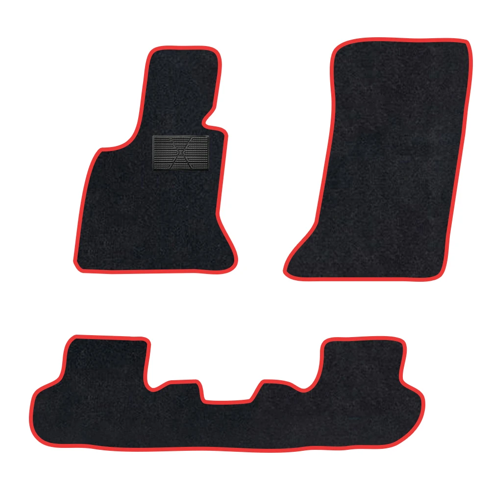 

Car Floor Mat For Bmw 5 series 2010-2013 F10 Saloon Polyester suede Anti Slip black Backing red Binding Trim Edge