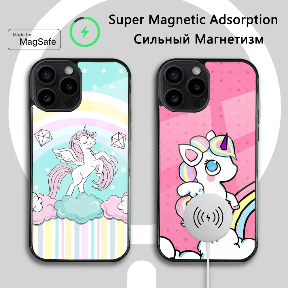 

Rainbow Unicorn Phone Case For iPhone 16 15 14 13 12 11 Plus,Pro,Max Mini Magsafe Magnetic Wireless Charging