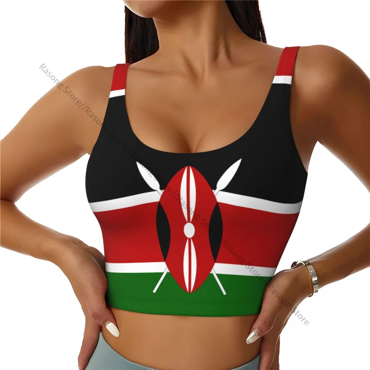 Sports Bra Women Running Yoga Clothes Vest Kenya Flag Gathering Fitness Vest