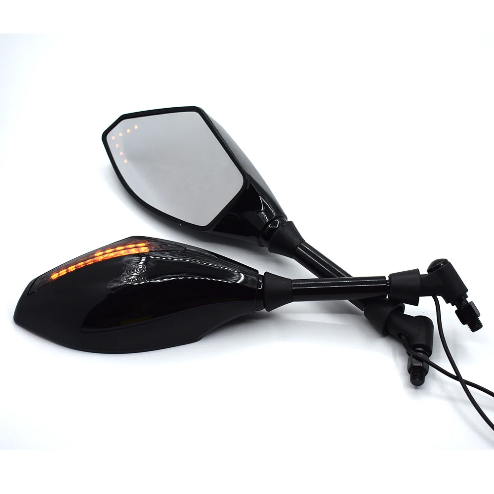 Universal 10mm Motorcycle Rearview Mirrors With LED Turn Signal Integrated For Aprilia Tuono V4 R APRC,Tuono 1000R Factory