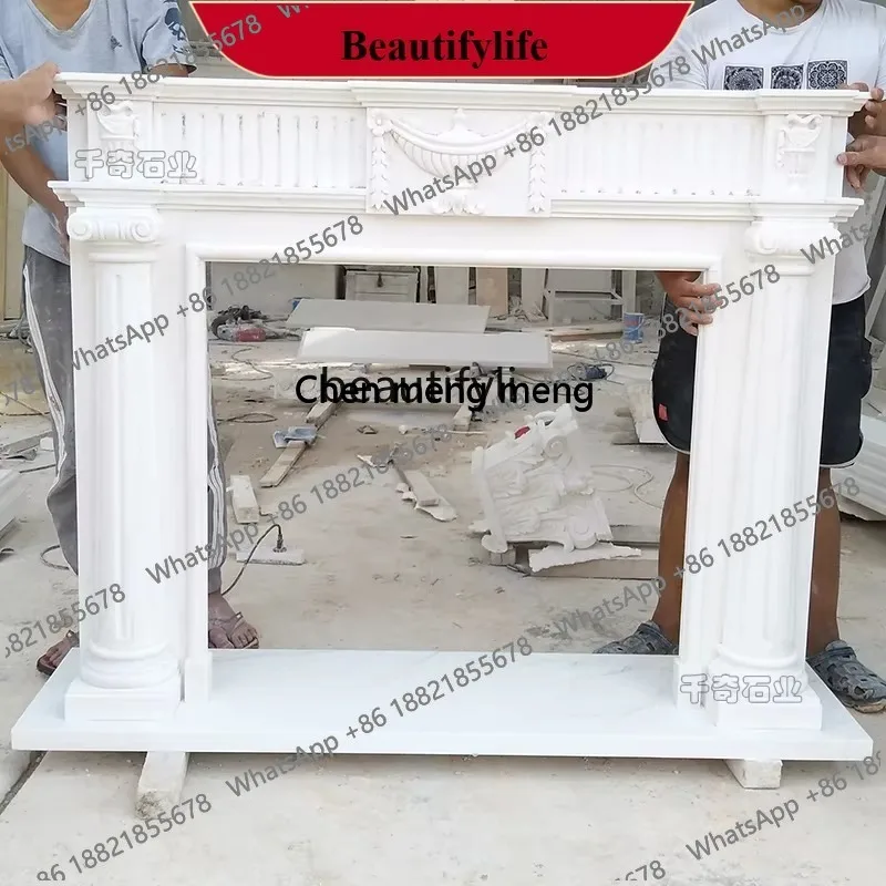 Z183 B456 Marble European stone carving mantel TV background wall decorative cabinet ornament fireplace