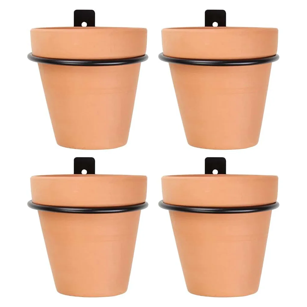 4piece Round Metal Flower Pot Holder Rack Set Of 4 Wall Plant Pot Holder For Indoor Outdoor