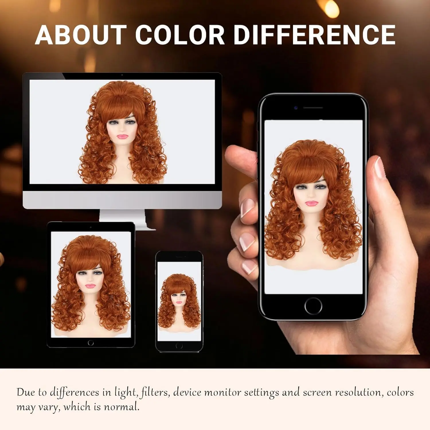 Synthetic 80s Curly Wig With Bangs For Women's Costumes, Retro Beehive Wigs Suitable For 60s and 70s Cosplay Halloween Parties view 5