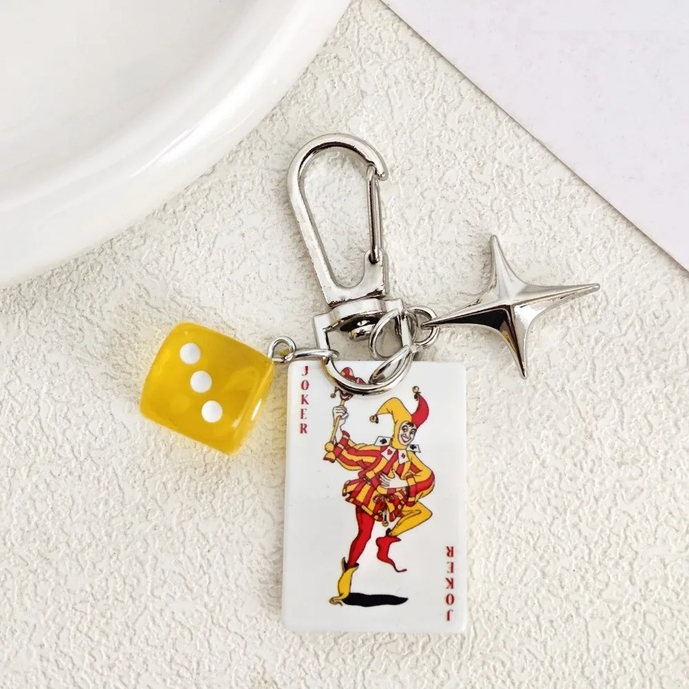 Stereoscopic Design 3D Dice Keychain Color Dice Playing Card Element Playing Card Keychain Personalized Pendant Gift