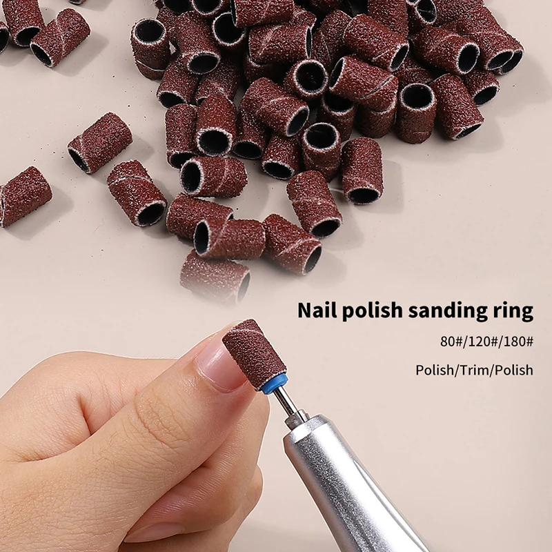 50/100 Stück Nagels chleif ring bänder 80 #120 #180 # Körnung elektrische Maniküre Bohr schleif köpfe UV-Gel politur entfernen Schleif werkzeug