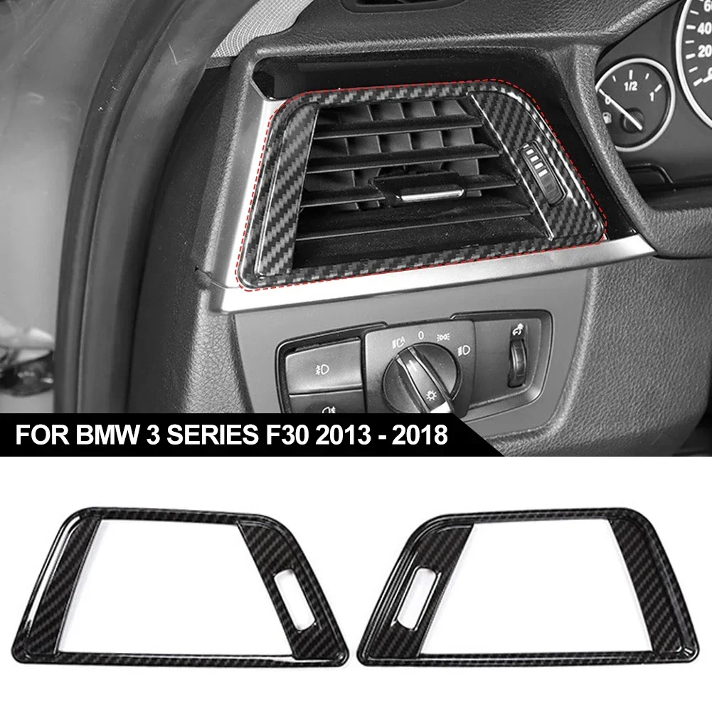 2Pcs Carbon Fiber Style Car Side Air Conditioning Vent Cover Trim Frame Stickers For BMW 3 Series F30 2013 2014 2015 2016-2018