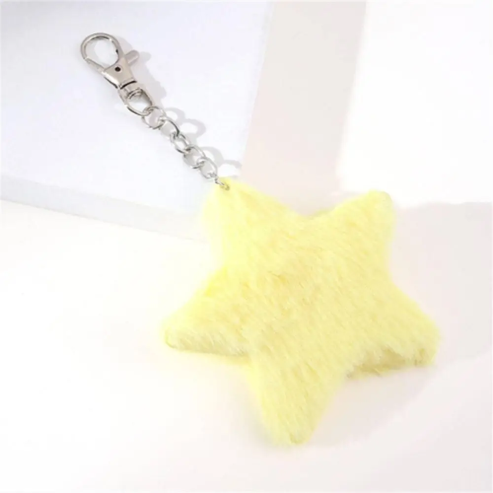 Furry Star Star Pendant Five-pointed Pompom Pentagram Hairball Stuffed Ornament Fluffy Soft Star Key Chain Car Key Ring
