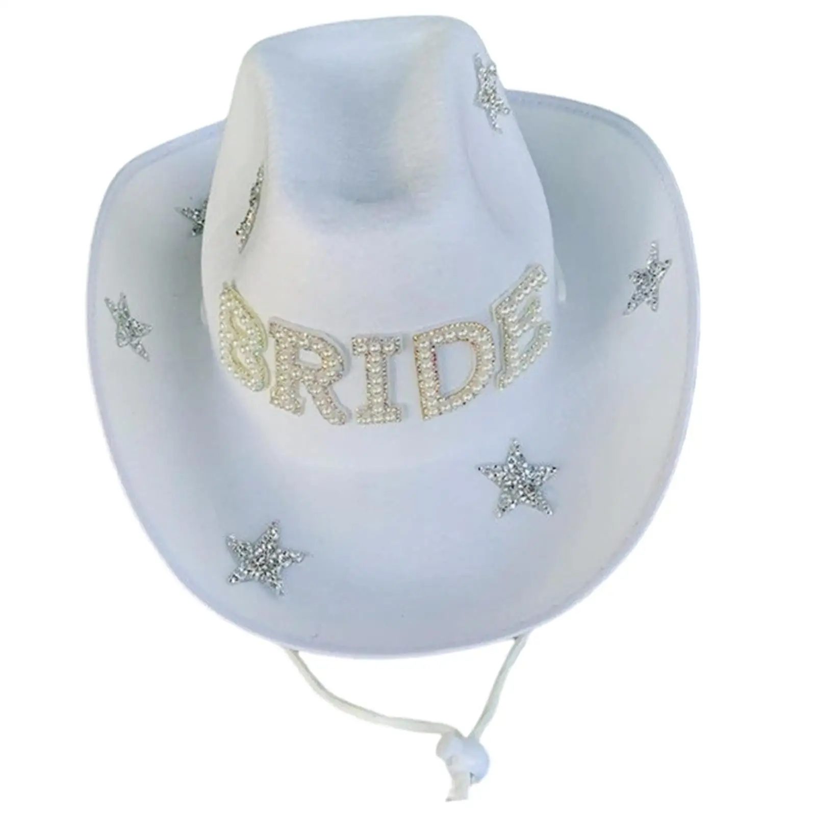 

Felt Cloth White Bridal Hat, for Special Costumes Accessories with Chinstrap Simple and Generous Portable