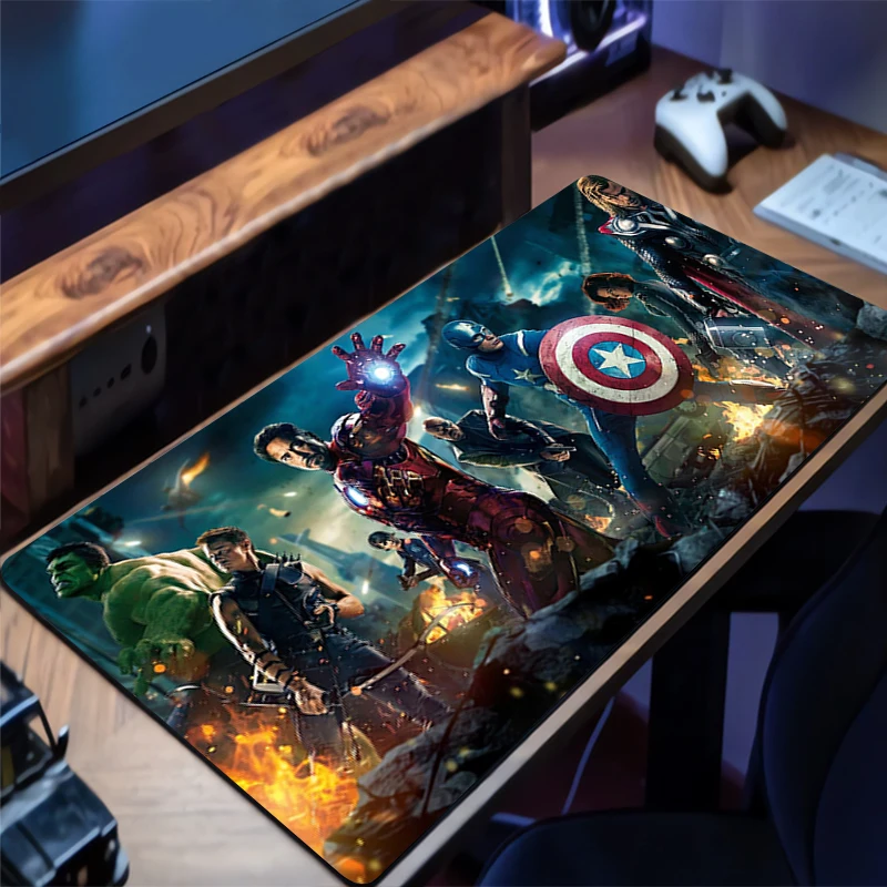 Alas Mouse Desain M-marvel Anti-selip Alas Meja Mudah Dibersihkan Aksesori Gaming Tepi Jahitan untuk Rumah dan Permainan untuk Alas Mouse Gamer