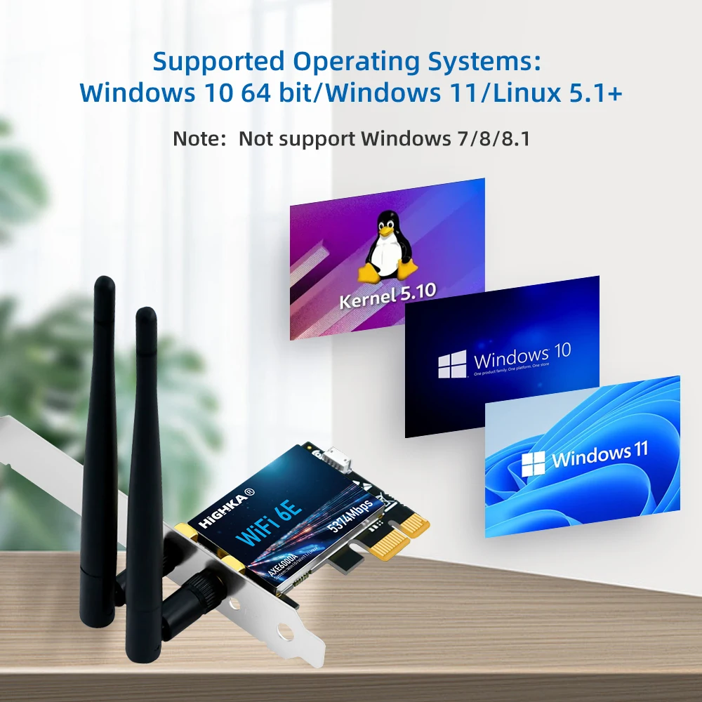 Wi-Fi 6E intel AX210 PCIe Wifi Card 2.4G/5G/6GHz 5374Mbps PCI Express Wireless Network Cards Bluetooth 5.3 WiFi Adapter for PC