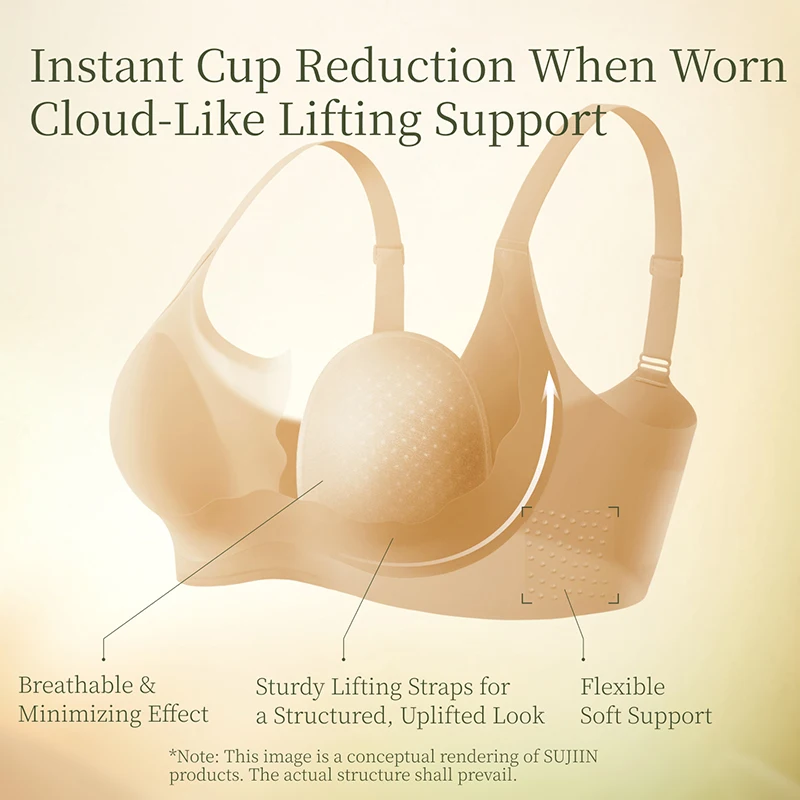 Sujiin sutiã push up sem costura feminino para seios grandes plus size minimizador sutiã de cobertura completa feminino anti-flacidez bralettes mx308