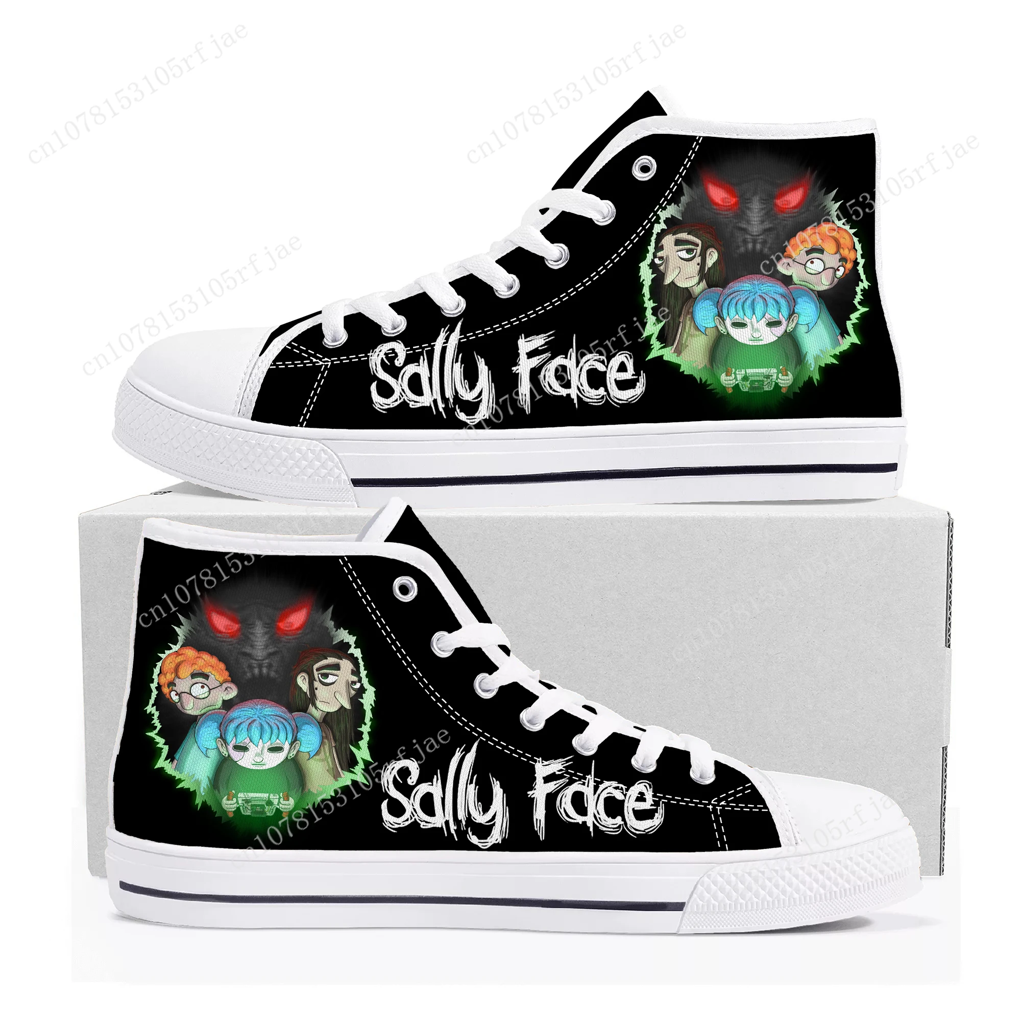 Sapatilhas Sally Face High Top para homens e mulheres, sapatos de lona, jogo de desenhos animados, sapatilha casual sob medida, alta qualidade, moda, adolescente, quente