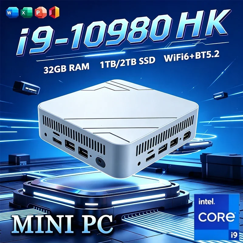 2026 New Mini PC Intel Core I9 10980HK 32GB RAM 1TB 2TB SSD Portable Mini PC WIFI6 BT5.2 4K 60Hz HD Gaming Office Study PC