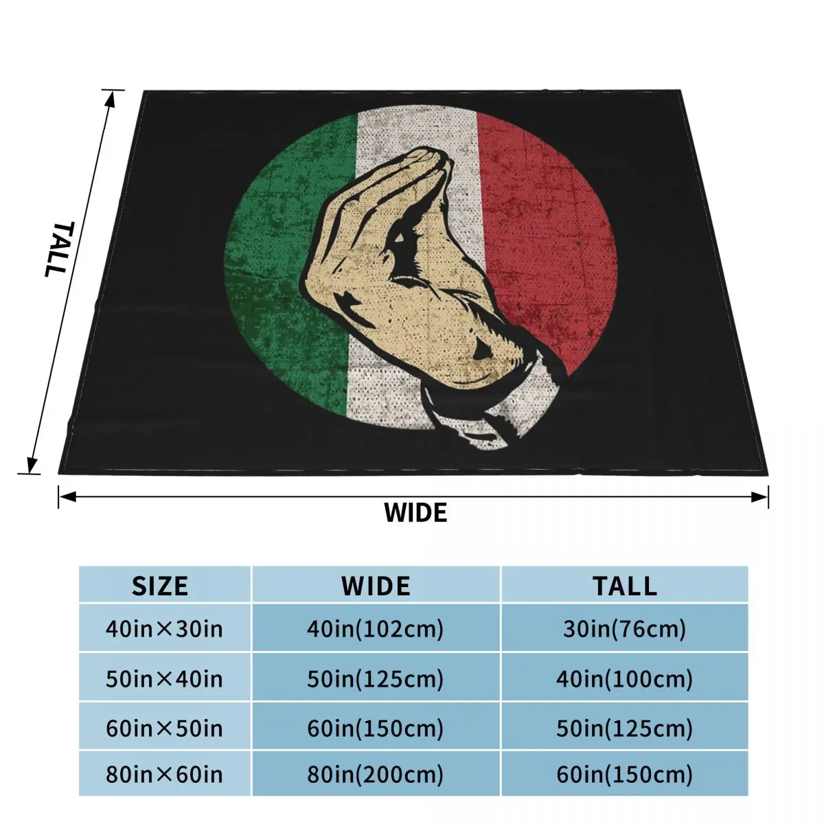Italian Hand Gesture Sing Language Blankets Soft Warm Flannel Throw Blanket Bedding for Bed Living room Picnic Travel Home Couch