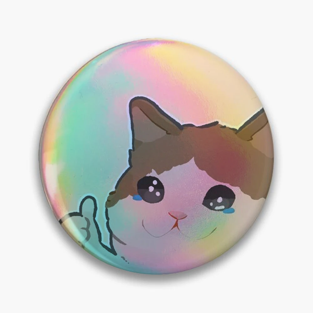 crying cat meme Pin Holographic Star Heart Pin Brooches Laminated Button Fashion Accessory