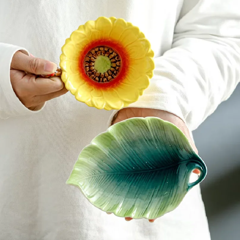 

Hand-painted Enamel Sunflower Ceramic Mug European Couple Afternoon Tea Coffee Cup Saucer Set Ceramic Tea Cup Drinking Set