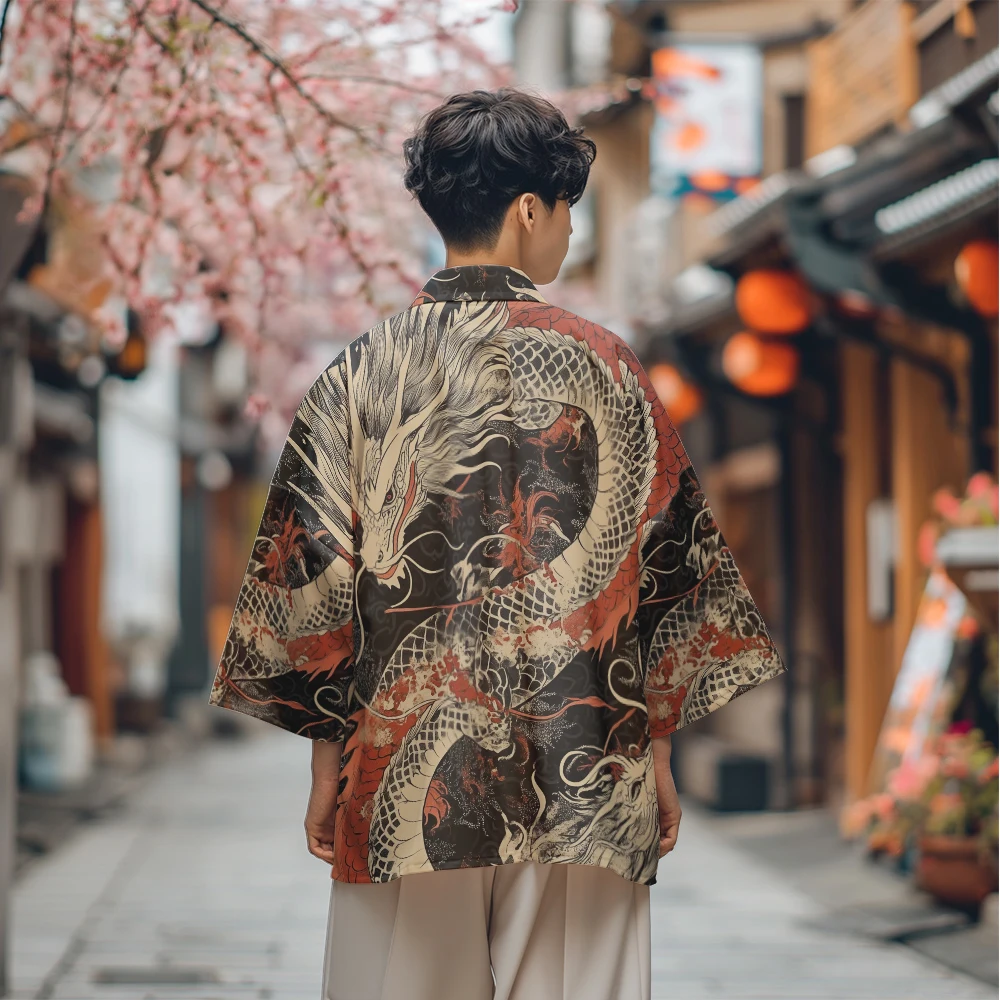 Kimono samurái de verano para hombre, ropa de calle Haori, Cosplay, ropa japonesa, cárdigan Yukata de moda Vintage, bata Popular