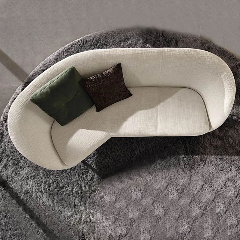 

Italian minimalist club hotel creative designer personality fashion small apartment fabric stainless steel sofa high-end