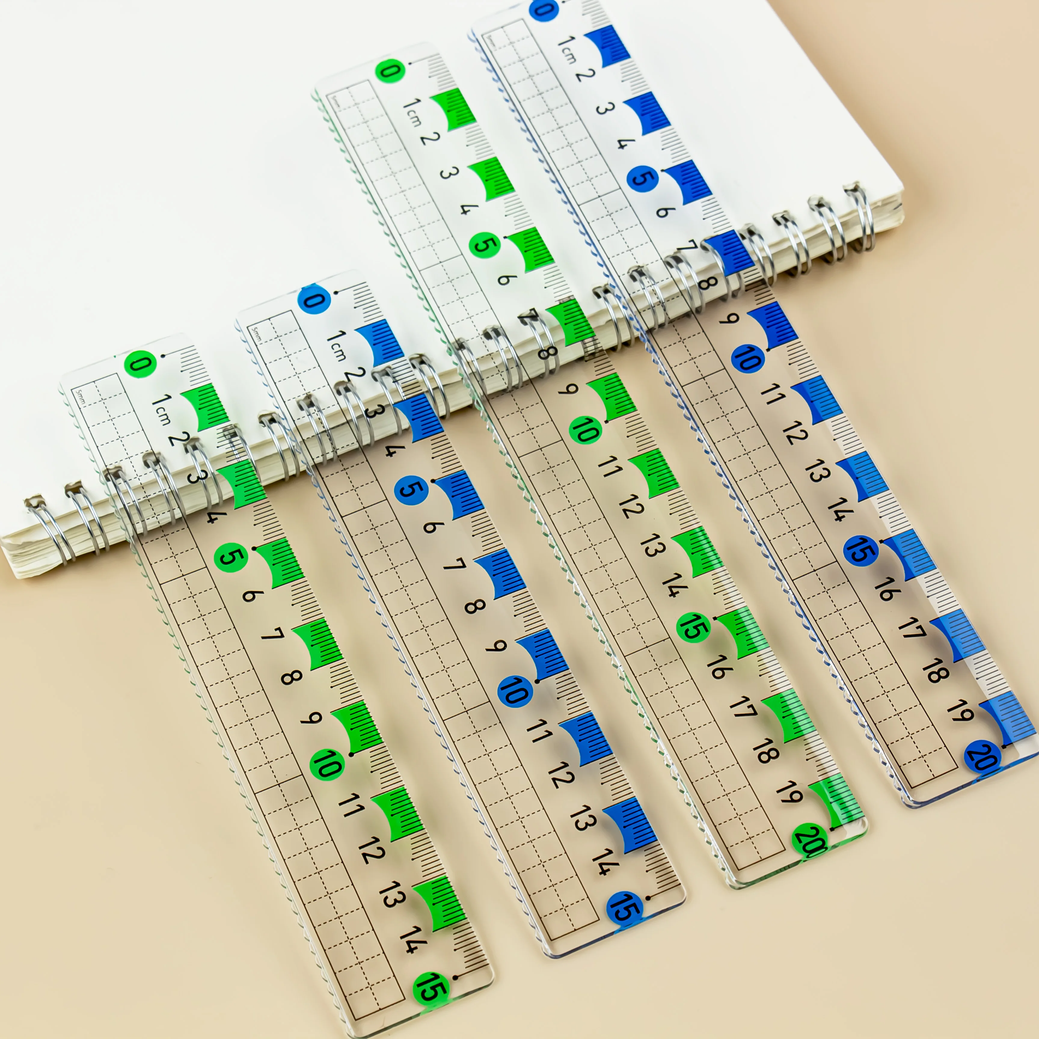 15/ 20cm Straight Rulers, Blue Green Checkered with Large Numbers,Clear Scale & Accurate Measurement, Ideal for Study 12 Pcs Set