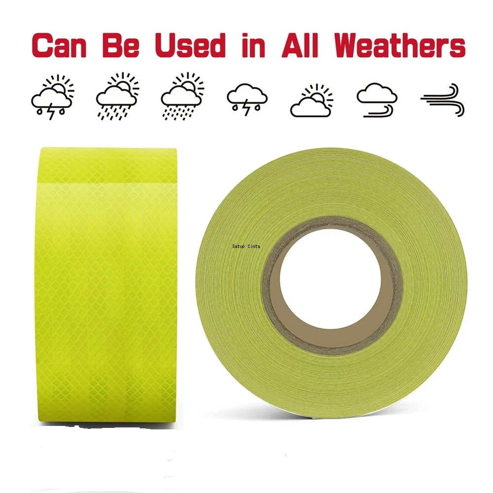 4inch*17FT PET Truck Reflective Tapes Fluorescent Yellow High reflection Safety Caution Road Warning Reflectors Film For Vehicle