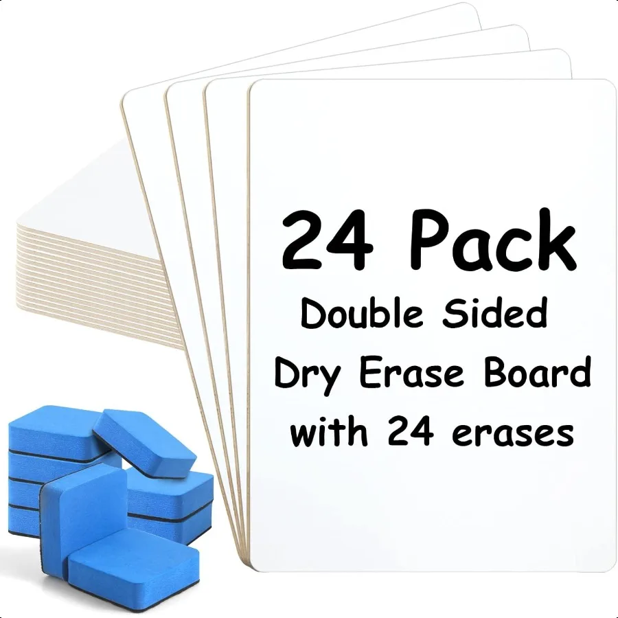 

24Pack Dry Erase Boards Double Sided Small White Board for Classroom Students 9x12 Personal Mini White Board Bulk Dry Erase Boa