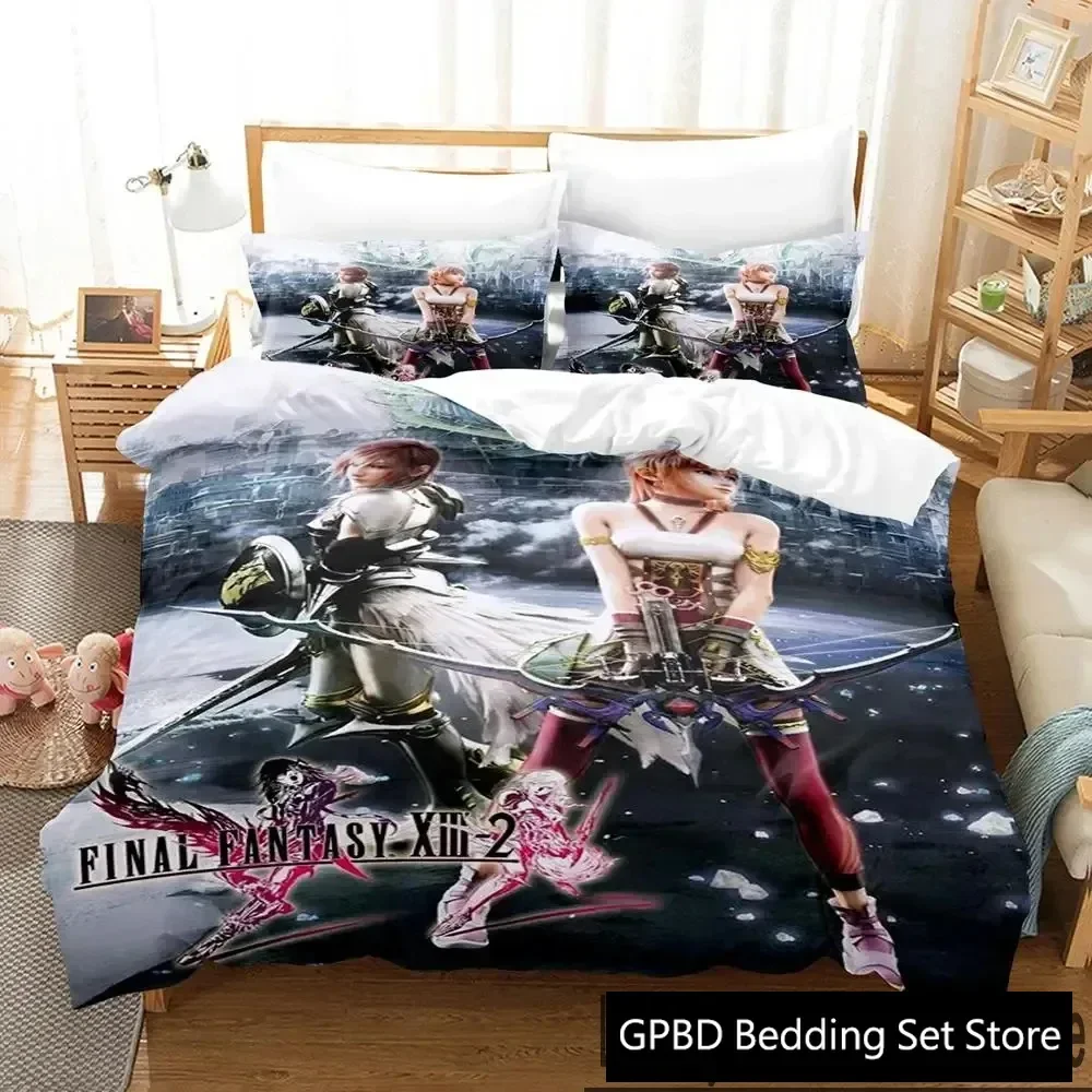 

Anime Game Final Fantasy XIII 2 Bedding Set Duvet Cover Bed Set Quilt Cover Pillowcase Comforter king Queen Size Boys Adult