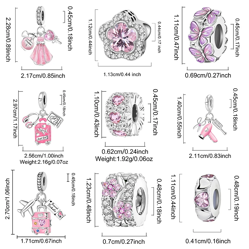 925 Sterling Silver Love Heart Girl Ball Pink Series Charm Beads Fit Diy Bracelet Bangle Making Gift Of High Quality Jewelry - Image 5