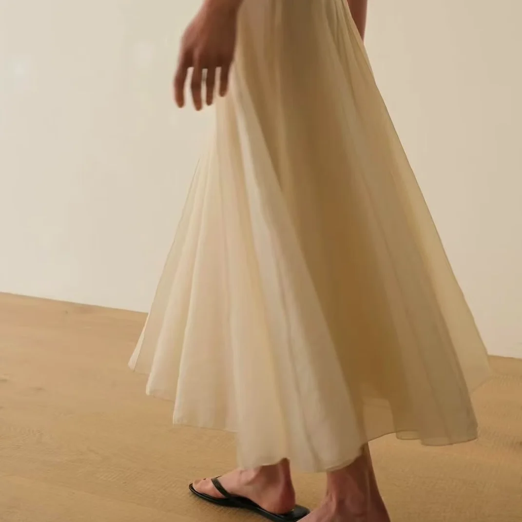 

Длинная юбка феи с высокой талией Dongda Gate Ounce Ретро Ele Commute Sle Юбка трапециевидной формы для женщин Повседневная весенняя сезонная юбка