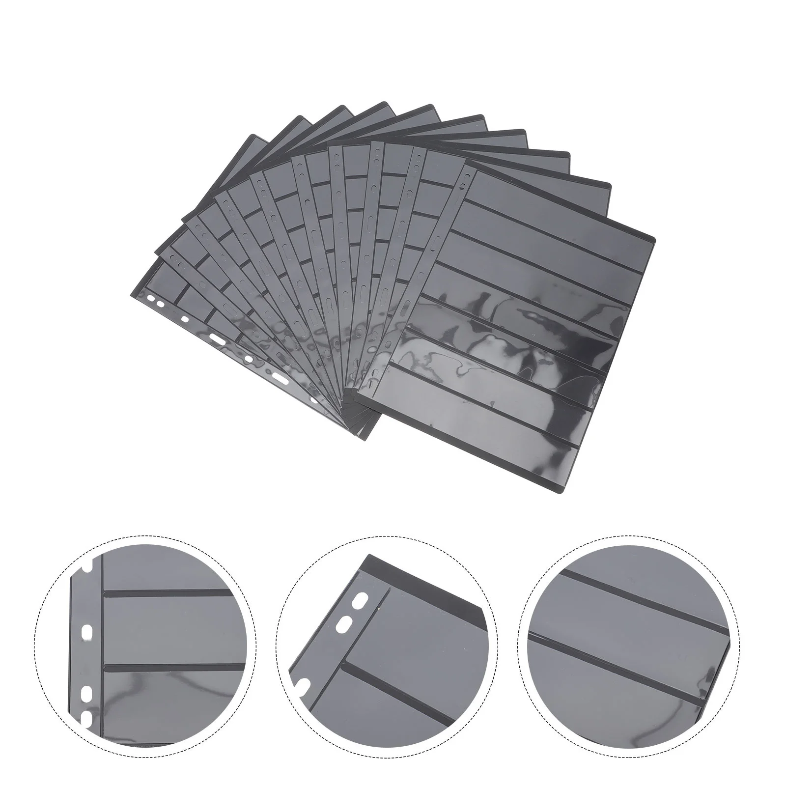 10pcs Album Plastic Pages For Stamp Collection Storage Reusable Clear Seven Rows Holder Stamp Collector Supplies