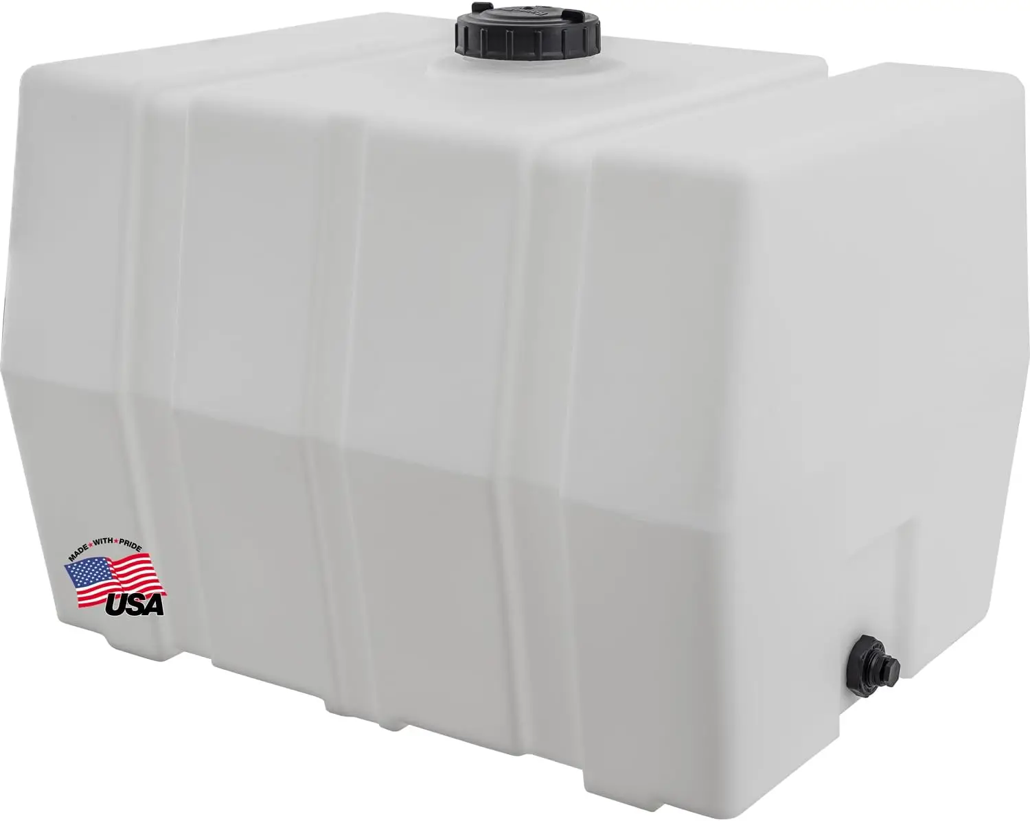 82123929 Horizontal Square Reservoir Water Tank, 100 gallon, Made In The USA, Poly Tank For Water and Non-Flammable Liquids