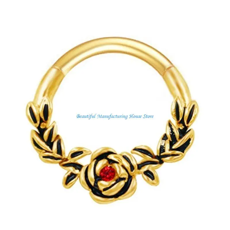 

E56A Stylish Crystal Septum Ring Silver Nose Piercing Ring Fashionable Body Jewelry