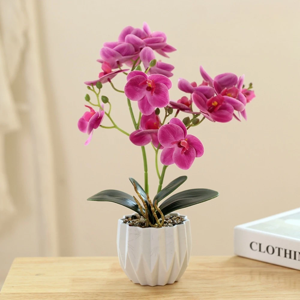 2pcs Film Two-pronged 16 Phalaenopsis Bonsai Home Decoration Gardening Simulation Potted Plant