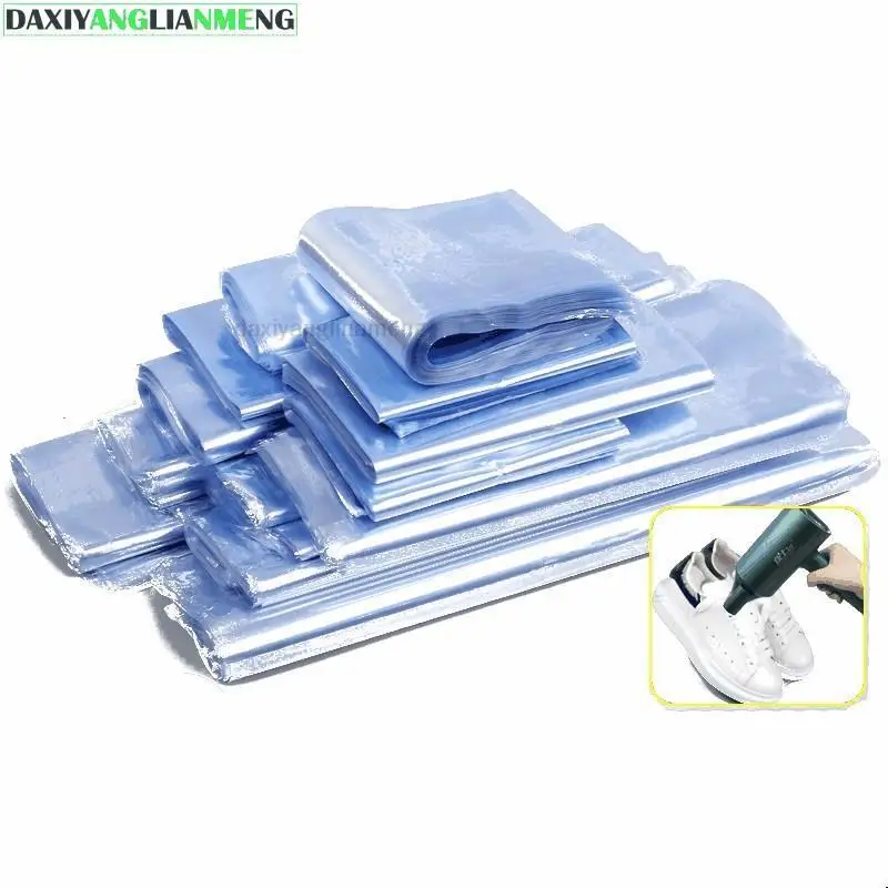 

100pcs Pvc Heat Shrink Bag Shoe Clear Membrane Cosmetic Storage Packaging Bags Hot Shrinkable Pouch Sealing Film Dustproof