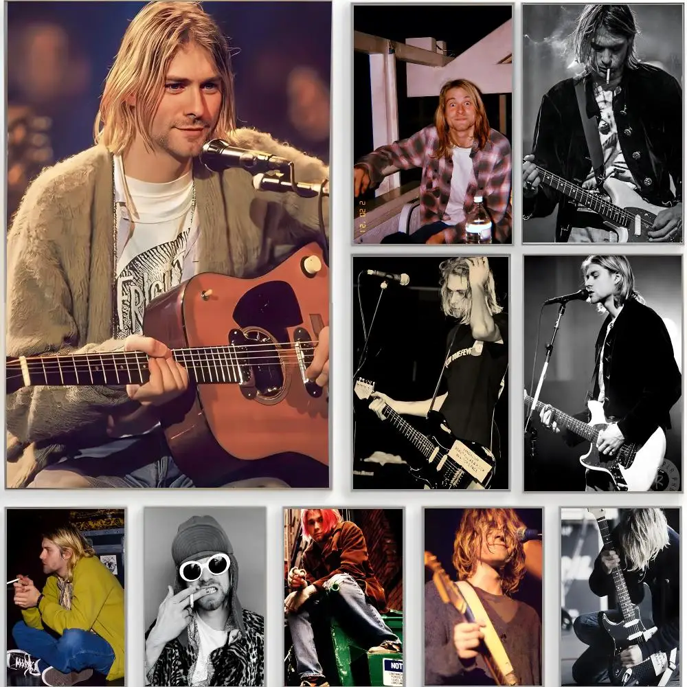 rock musician k-kurt cobain Poster Classic Wall Art  Home Decor  Peel and Stick Unframed
