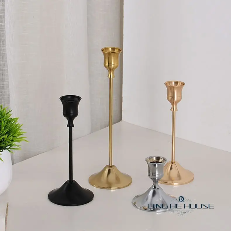 Vintage Elegant Metal Tabletop Candle Holders 3pcs/Set Birthday,Christmas,Valentine's Day,Romantic Candlelight Dinner Decoration