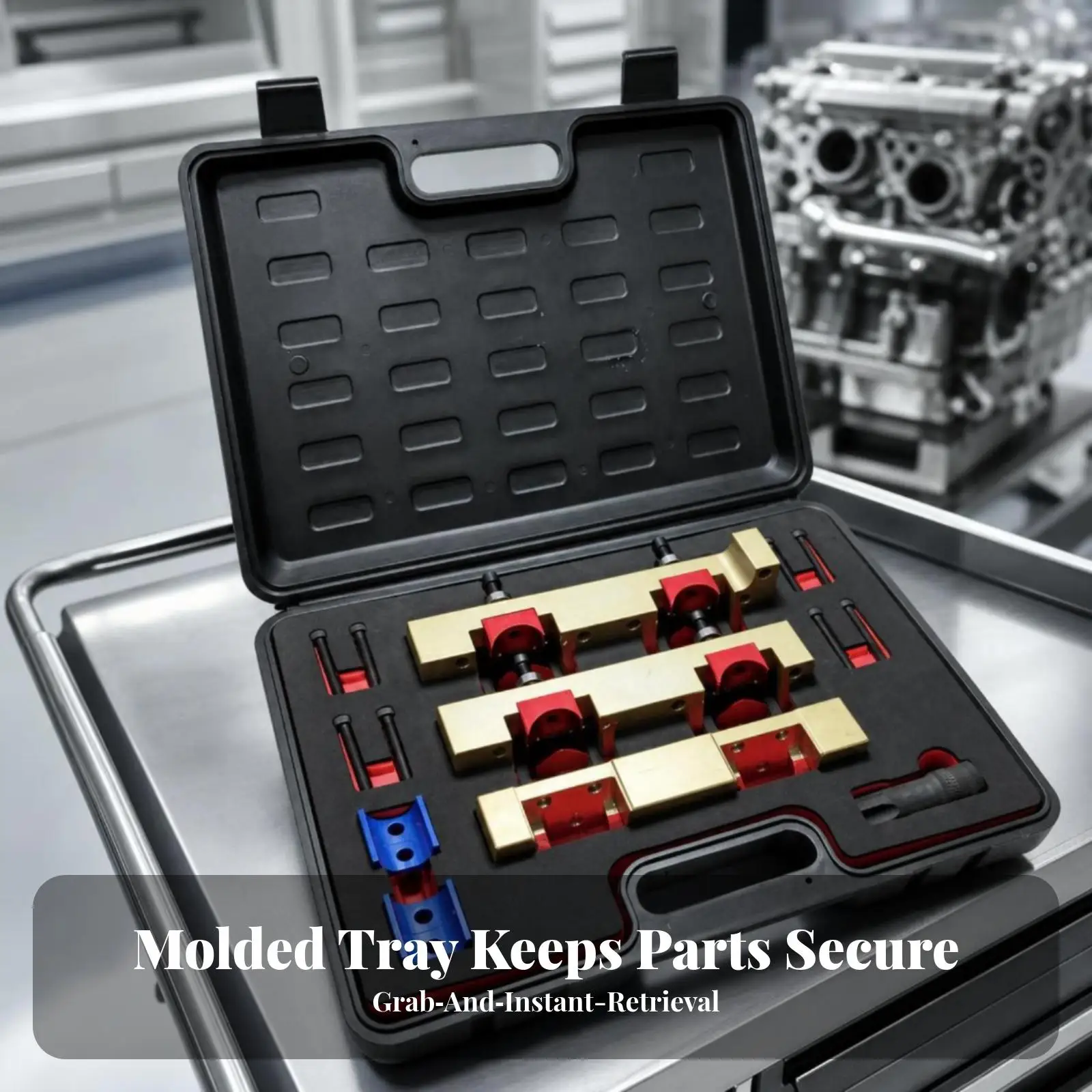 Engine Timing Tool Kit with Carrying Container Rigid for Mechanics