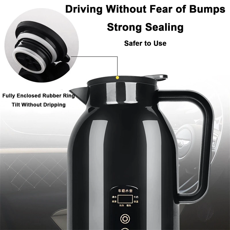 12V/24V Electric Car Cup For Car Smart Car Cup Heating Kettle Portable 1150ml Travel Heating Cup Stainless Steel  Large Capacity