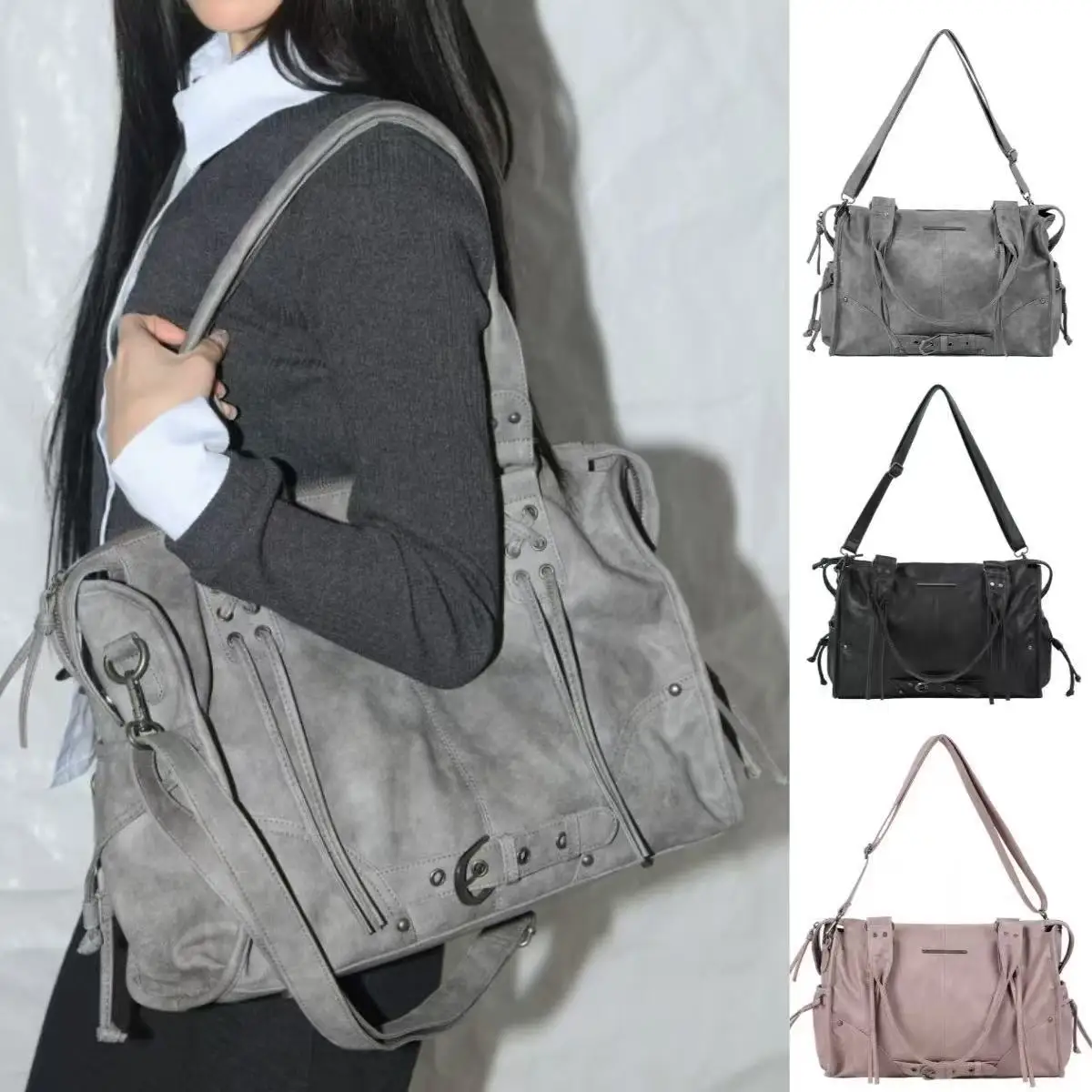Fancy Club  Large Capacity Shoulder Bag Women's Crossbody Bag with Buckle New Color 2025 Summer Handbag Pure Color