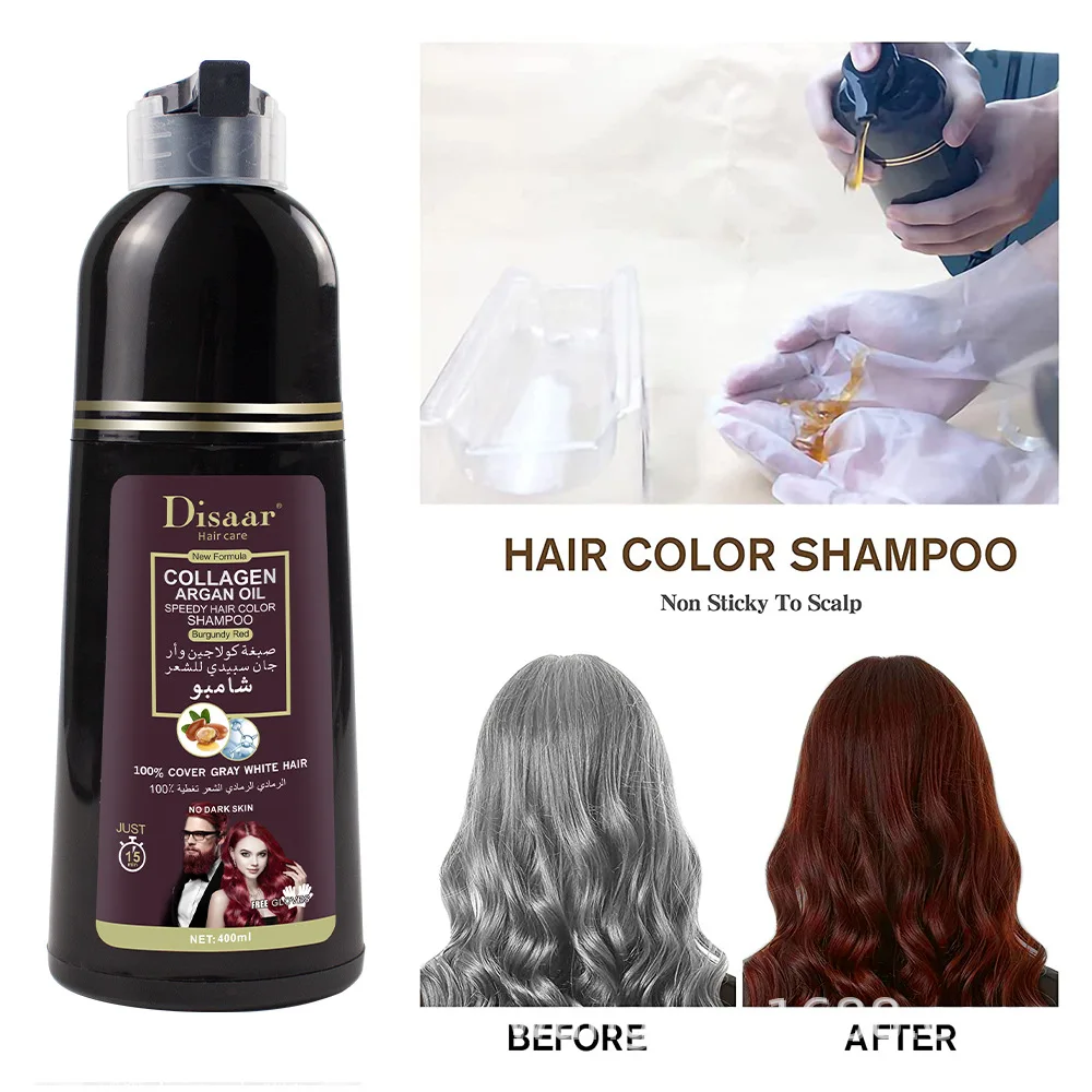 Natural Ginseng Essence Instant Hair Dye Black Shampoo Instant Hair Color Cream Cover Hair ColoringShampoo Glod Red Coffee Brown