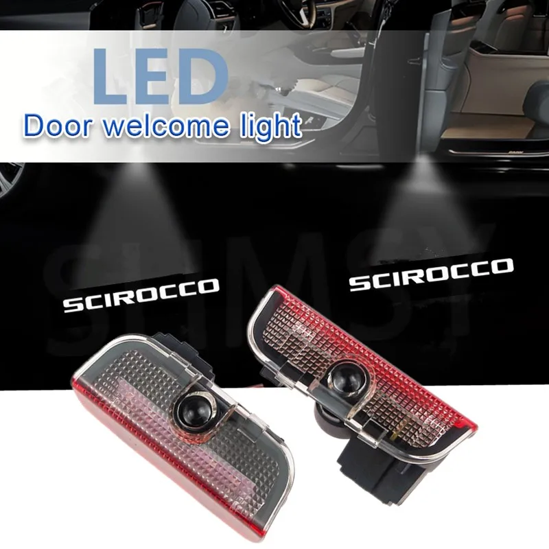 Image of 2X LED Auto-Türprojektor Willkommens-Geisterschatten-Licht für Scirocco MK3 2009-2018 Passat Touareg Golf 5 6 7 Jetta MK6 MK7 GTI EOS