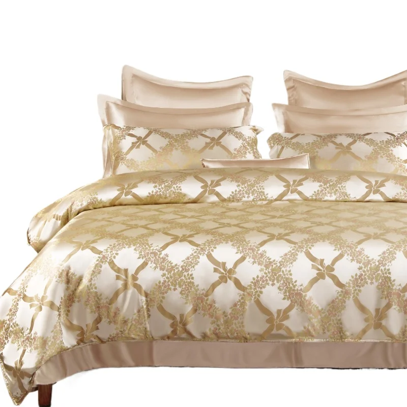 

28 mmi silk four-piece set 100% mulberry silk high-grade jacquard silk bedding kit quilt cover
