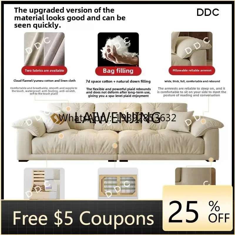 

SF1 cloud sofa living room small apartment straight row new fabric sofa